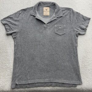 OAS Mens Grey Terry Cotton Short Sleeve Polo Shirt XXL Made in Portugal 11299